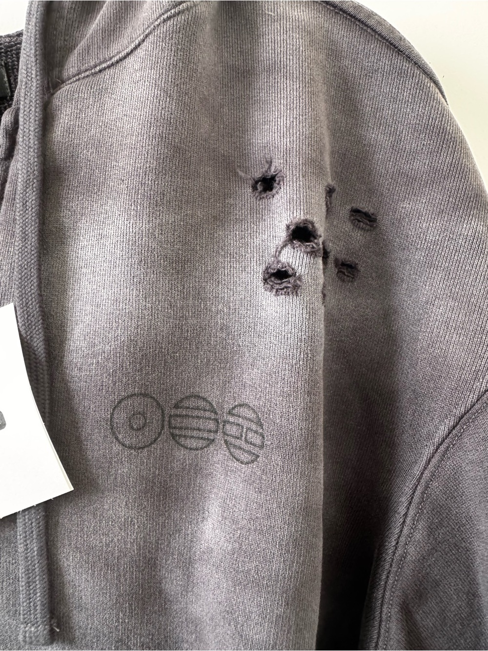 BTS Arirang tour merch. Intentionally Distressed Zip-Up Hoodie - Charcoal Gray - Picture 5 of 13